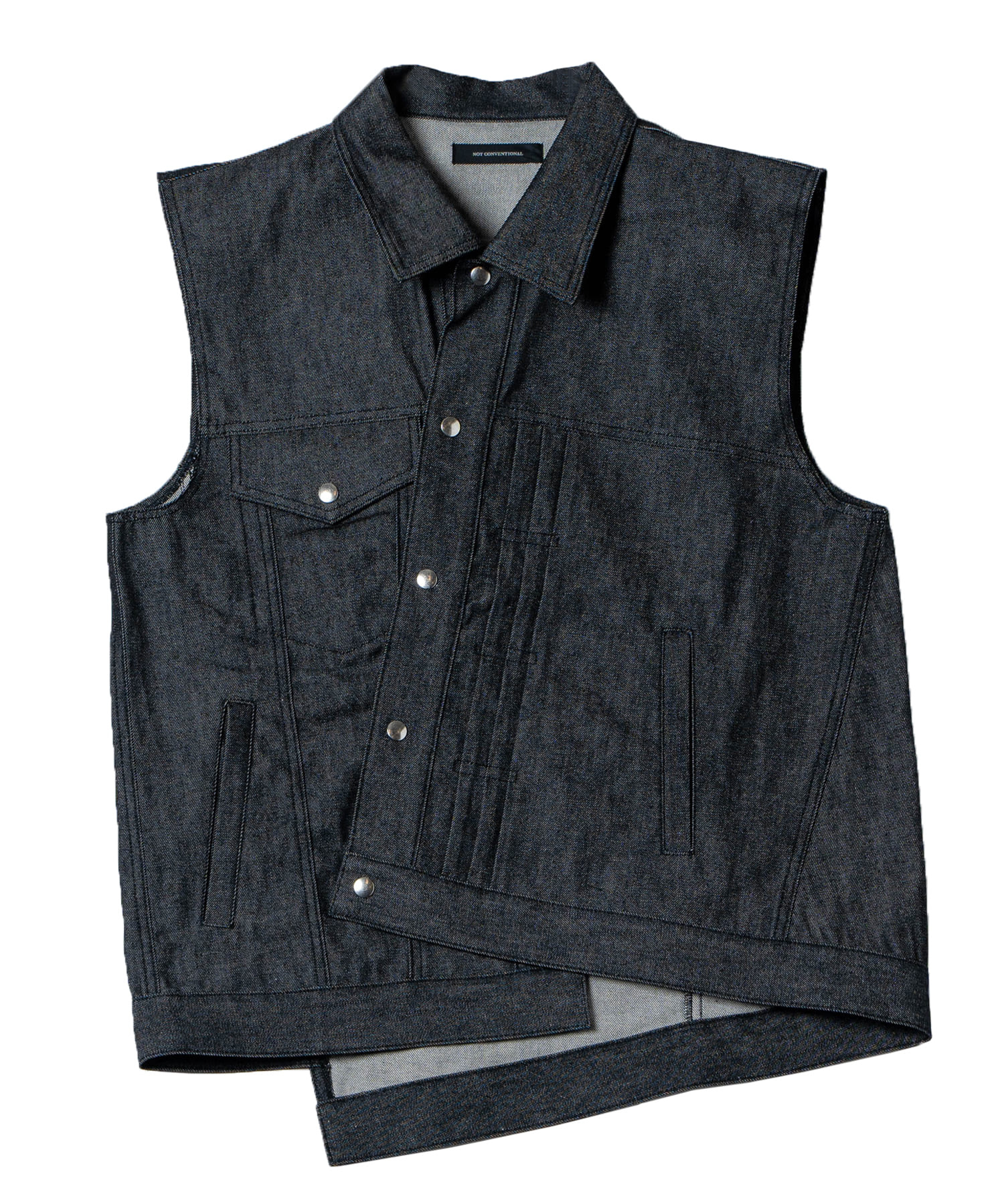 asymmetry denim vest