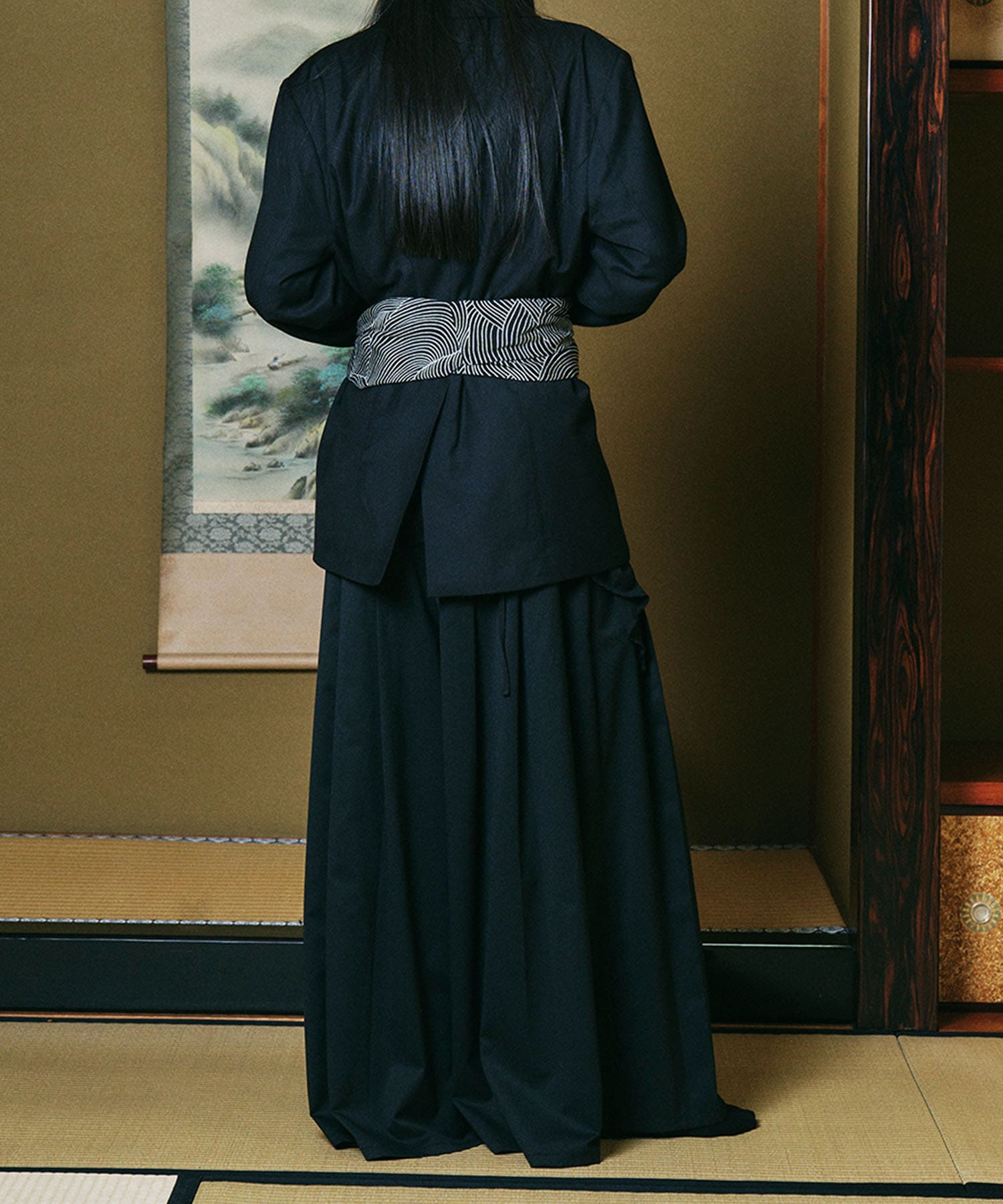 tuck pleats hakama pants