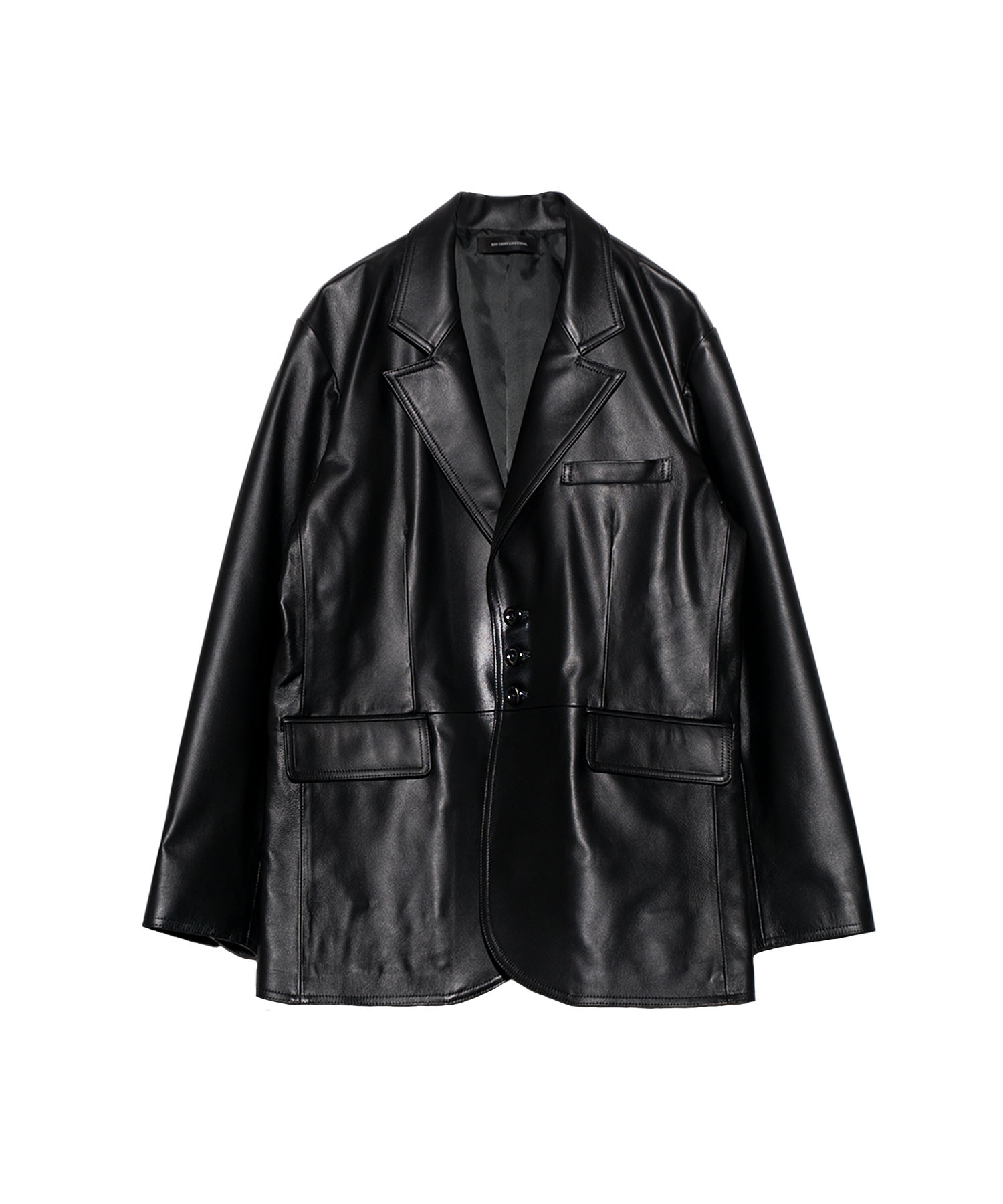 button design leather jacket