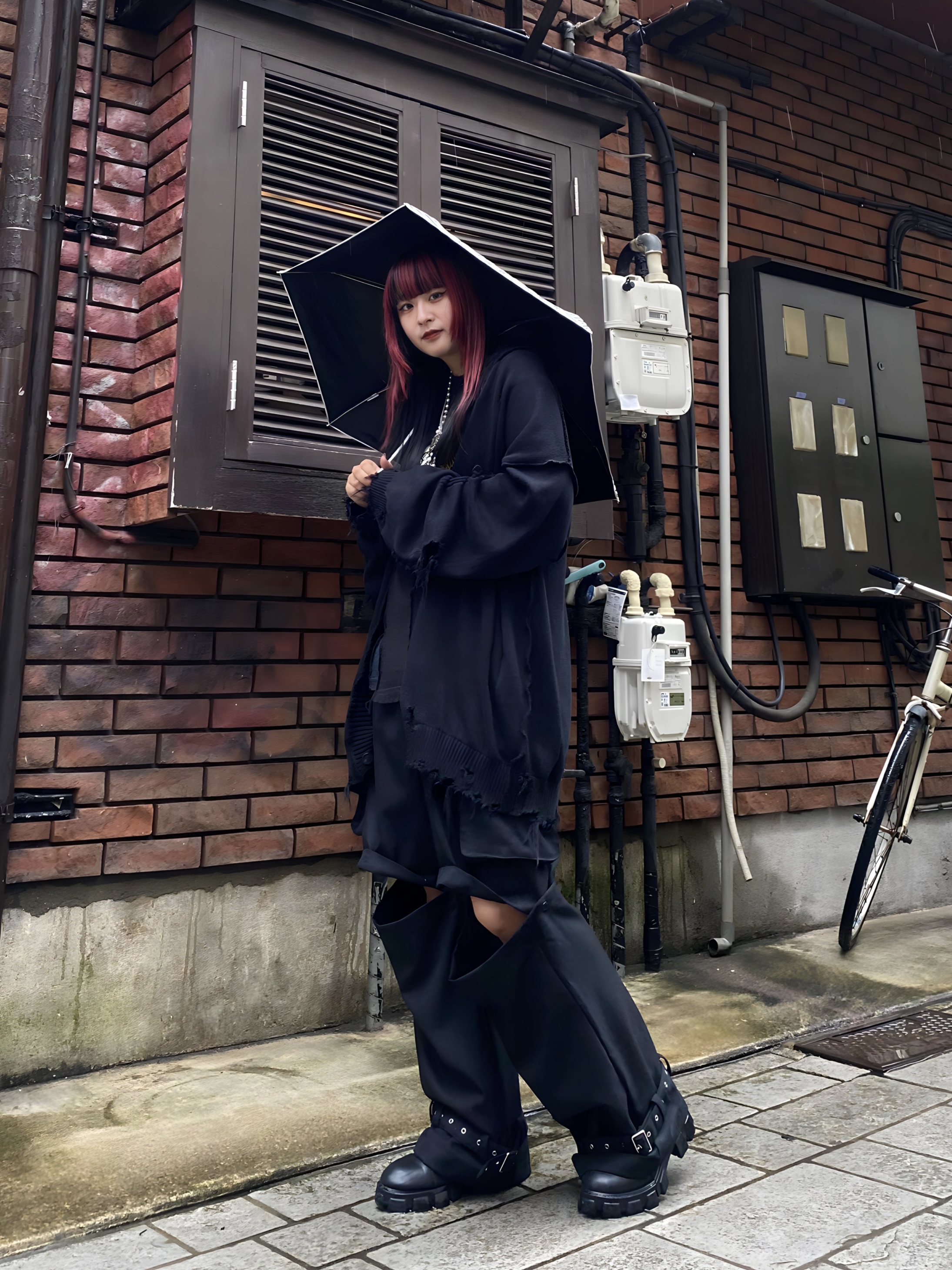 雨の日のパンクコーデ