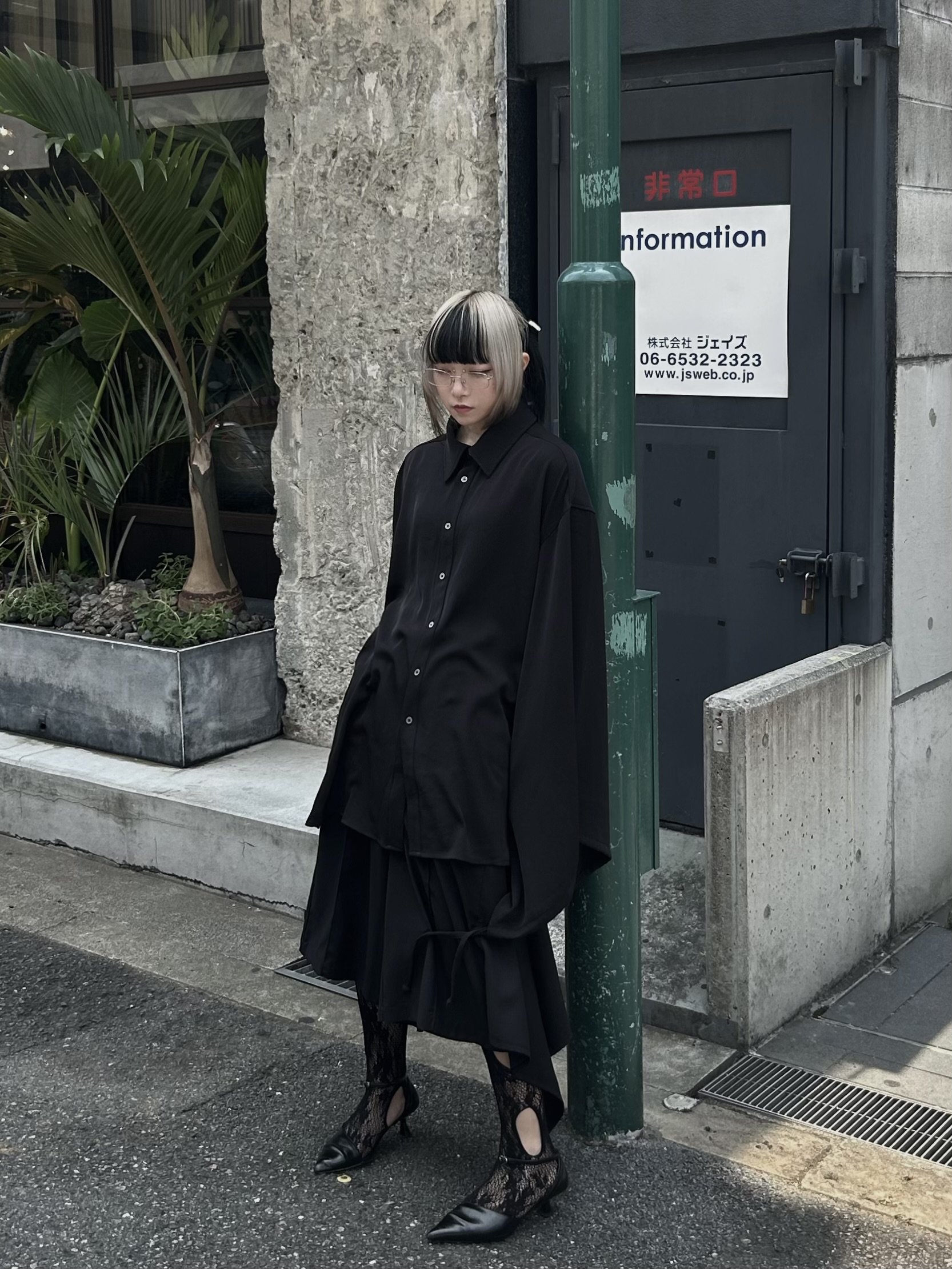 kimono × shorts style